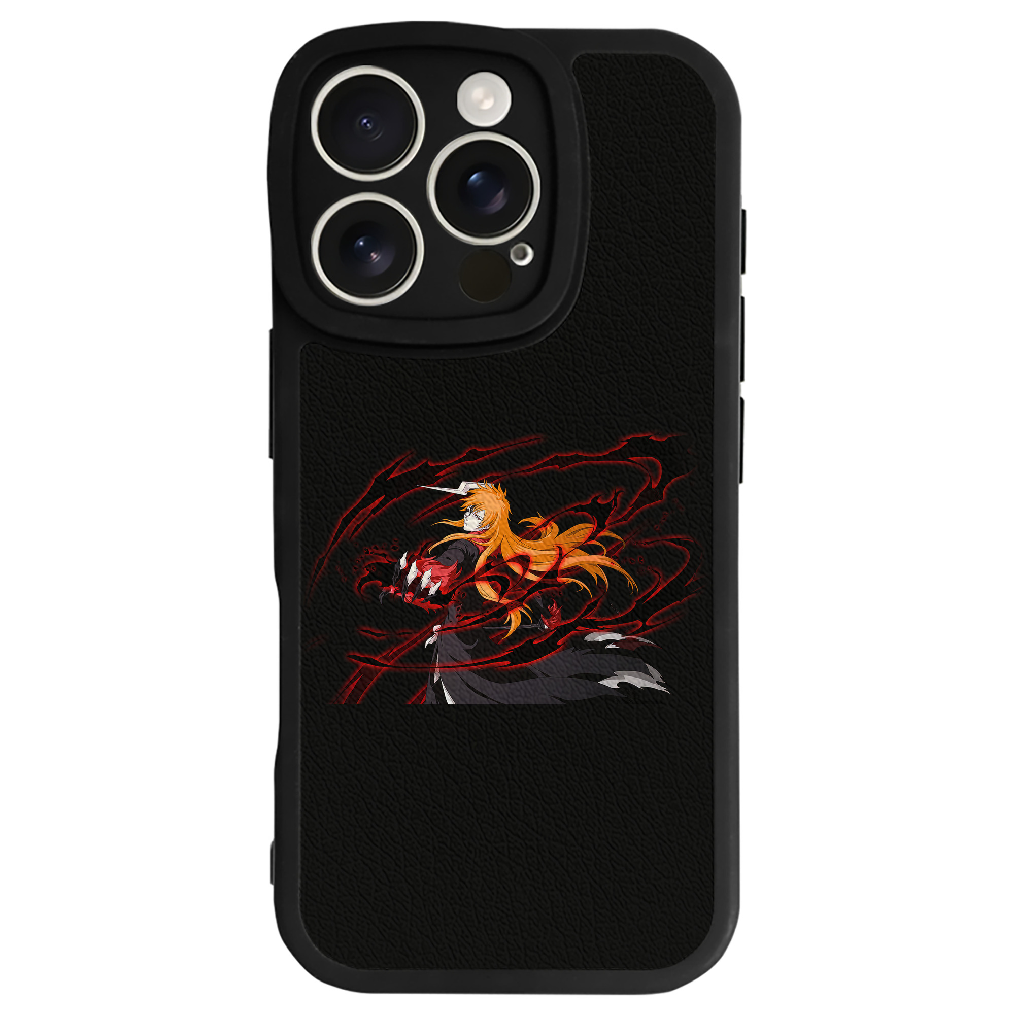 （画像用） ブリーチ 黒崎一護（くろさき いちご）BLEACH Kurosaki Ichigo 【iPhone 16シリーズ対応】シリコンスマホケース（レザー調） 材質：シリコン